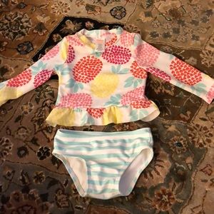 Gymboree bathing suit rash guard hearts pineapple